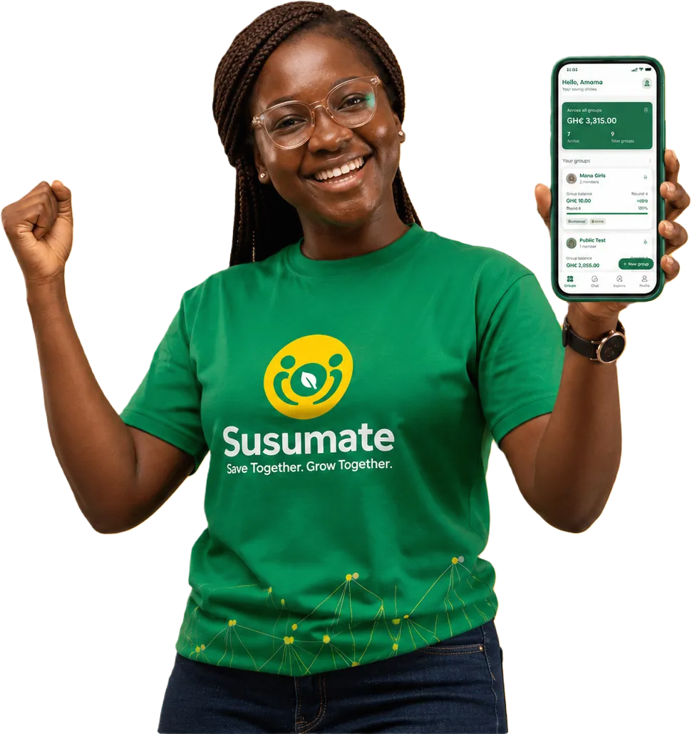 A SusuMate member celebrating after a successful group payout